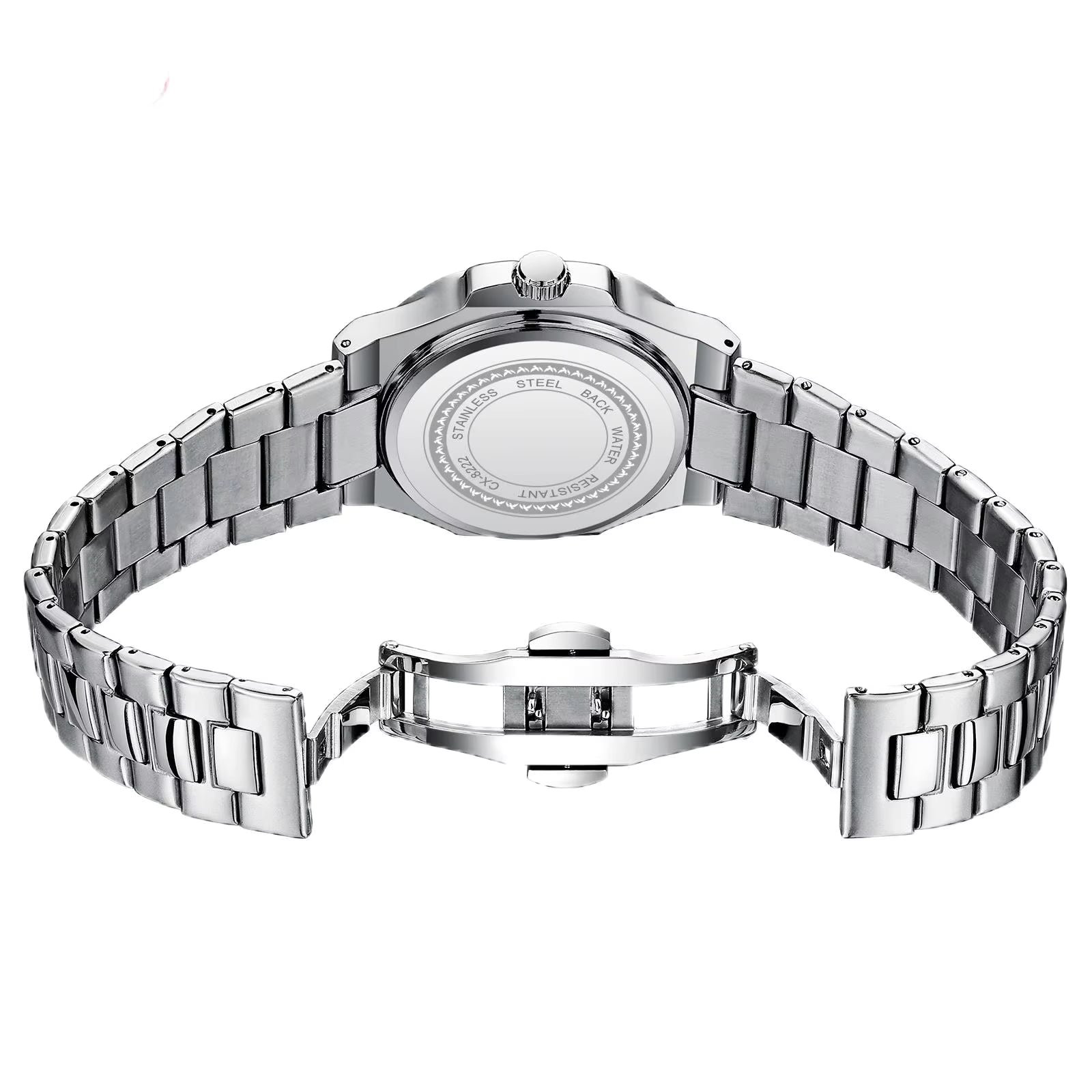 Globe Traveller Arabic — Silver Case, Black Dial, Arabic Numeral Dial, Steel Bracelet