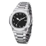Globe Traveller Arabic — Silver Case, Black Dial, Arabic Numeral Dial, Steel Bracelet
